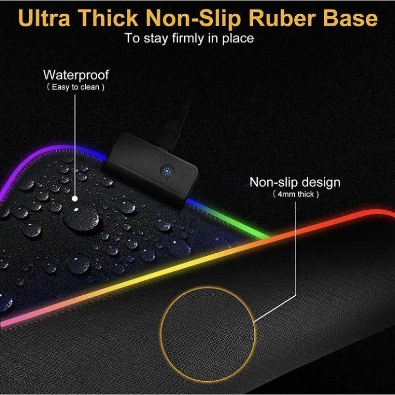 Mouse pad Gamer Led Rgb 7 Colors Large Size 80x30cm Usb